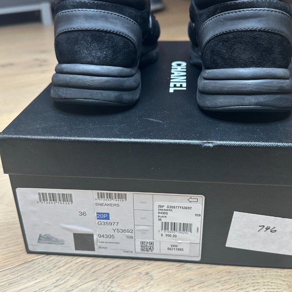 Chanel 15P Black Suede and Leather Sneakers - Picture 10 of 12